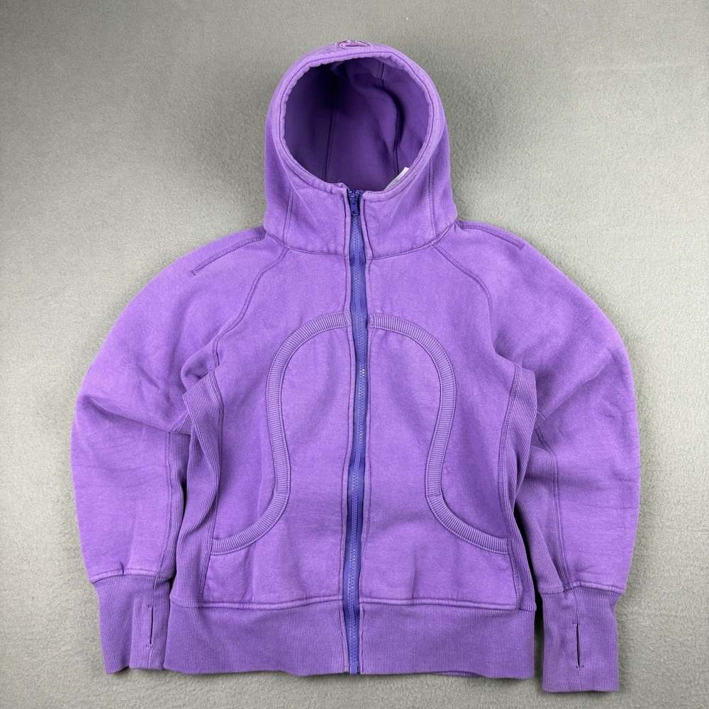 Lululemon Scuba Hoodie Full Zip Size 8‎ Women's Purple Pink Heavy Weight
